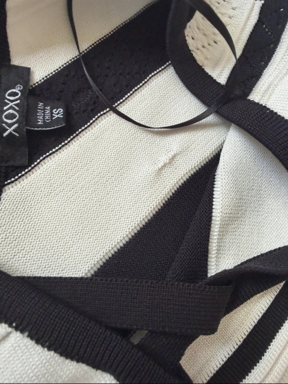 XOXO Black and White Striped Cold-Shoulder Midi Dress - Picture 5 of 9